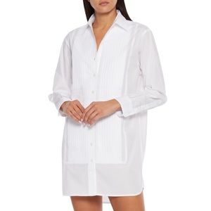 SLEEPY JONES Pintucked cotton-poplin nightshirt SMALL